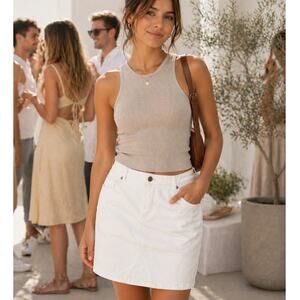 Loft White Denim Mini Skirt Size 14